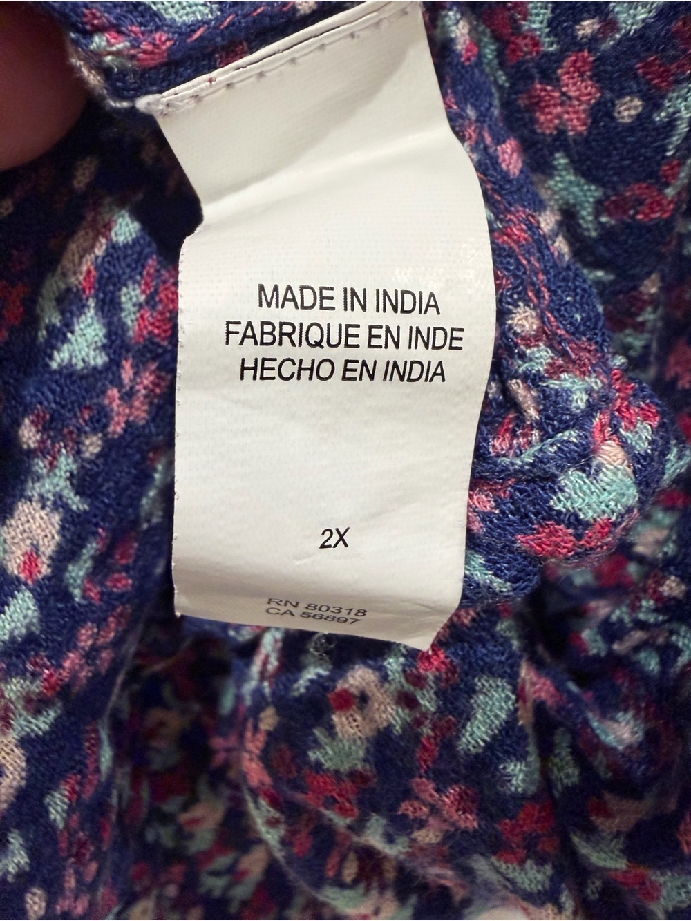 Lucky Brand Purple Navy Floral Mixed-Print Boho V-Neck Tunic Top 2XL - Picture 9 of 9